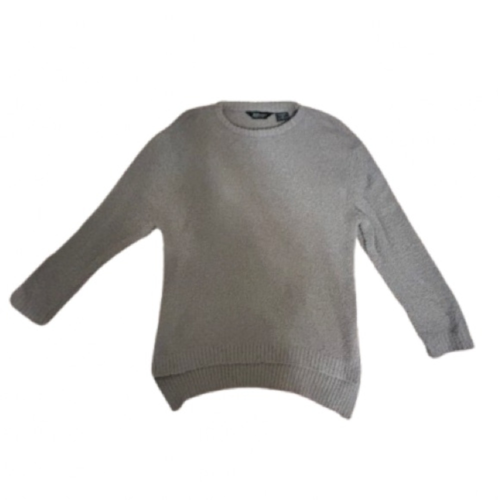Gray Crewneck Sweater with Ribbed Neckline